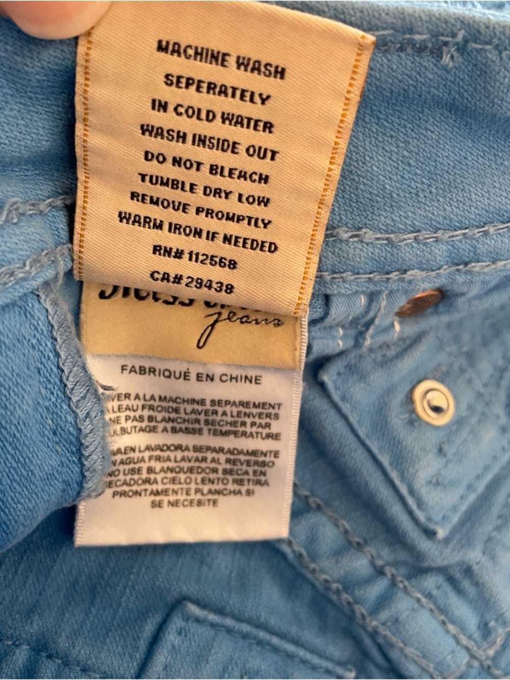 Miss Me Jeans Shorts 27, JS5014H53 Washed Sky Blue Low Rise Studded Crystals Y2K - Picture 5 of 13